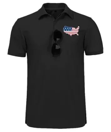 JACKETOWN Men's Patriotic Graphic Short Sleeve Golf Shirt