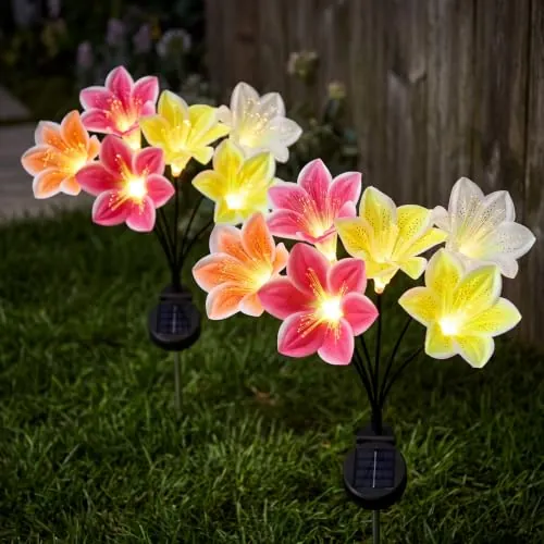 Rempry Solar Garden Lily Flower Lights 2 Pack