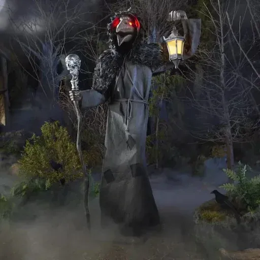6.5' Animated LED Raven Grave & Bones Halloween Decoration