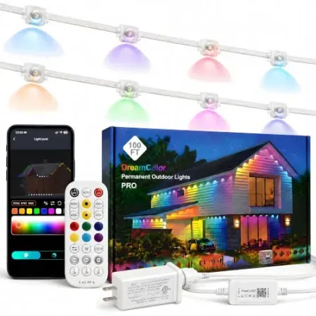 TANDEMRAY 100' 60 RGB LED Permanent Outdoor String Lights