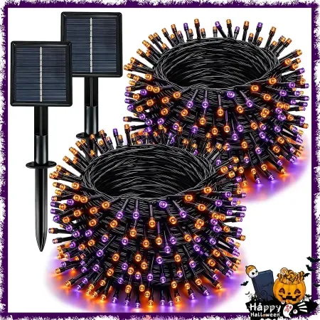 2-Pack 66' Slyuexu Solar String Lights Outdoor w/ 200 LED