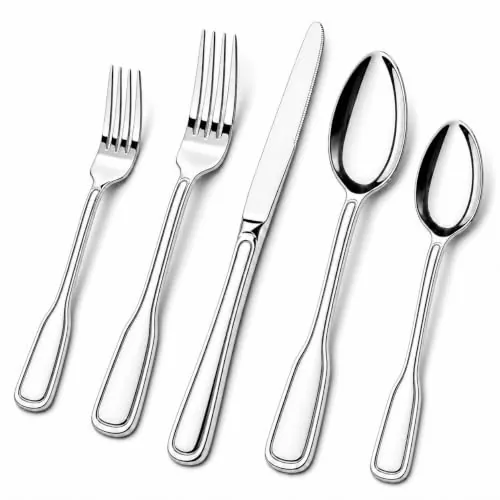Nice Kitchen Silverware Set for 8, 40 Piece Utensils Stainless Steel Flatware Set