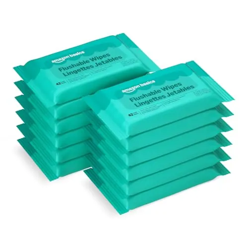 Amazon Basics Flushable Adult Toilet Wipes Fragrance Free 504 Count