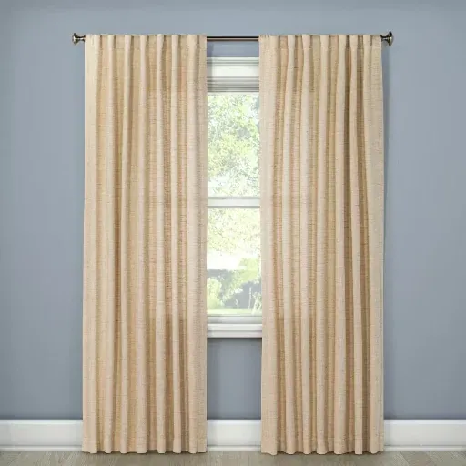 54" x 95" Threshold Light Filtering Textured Weave Window Curtain (Cream)