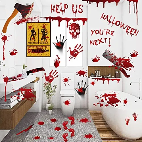 84-Pc Halloween Bloody Handprint & Footprint Stickers