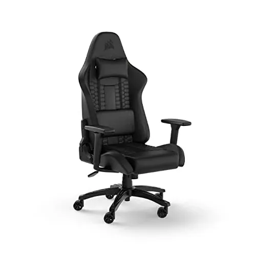 Corsair TC100 Relaxed Leatherette Gaming Chair w/ Lumbar & Memory Foam Neck Pillow (Black)