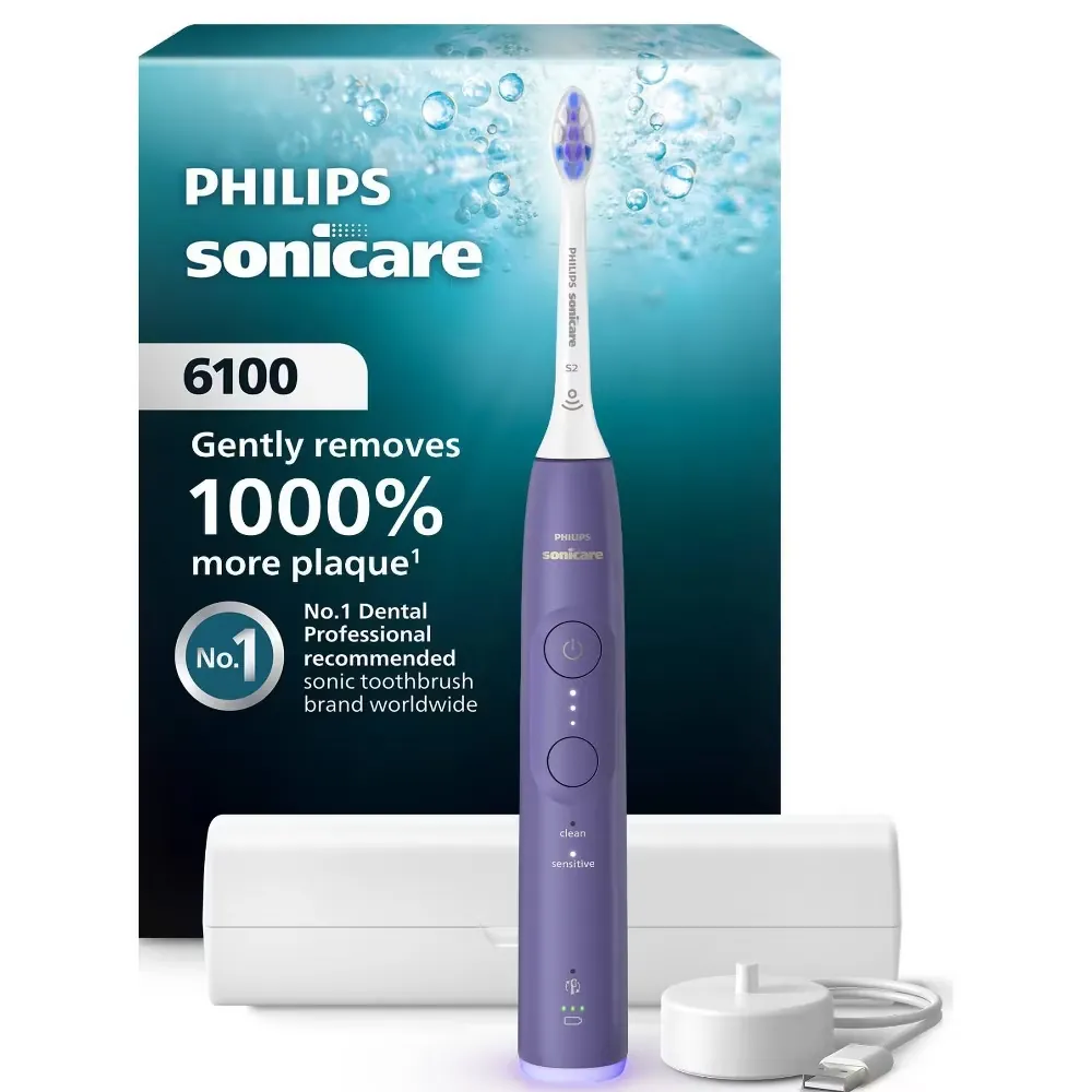 Philips Sonicare 6100 Rechargeable Electric Toothbrush w/ Travel Case