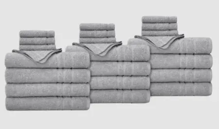 24-Piece True Hue Cotton-Recycled Polyester Bath Towel Set