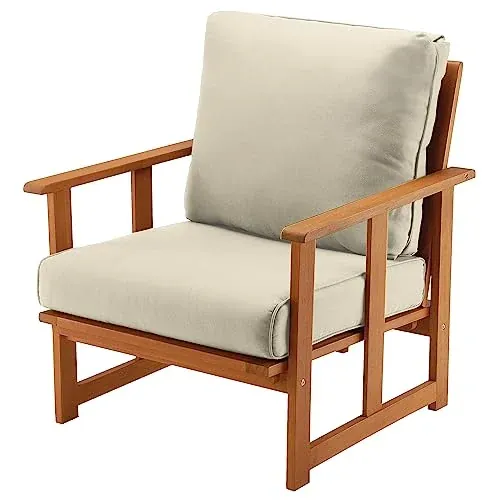 National Tree Company Eucalyptus Grandis Wood Cushioned Club Chair, Beige