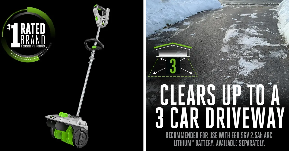 56V 12-inch Cordless Electric Snow Shovel kit with a 2.5Ah battery