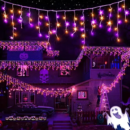 XURISEN 66-Feet 640-LED Orange Purple Halloween Lights