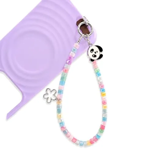 Beaded Phone Wrist Strap with Panda Charm
