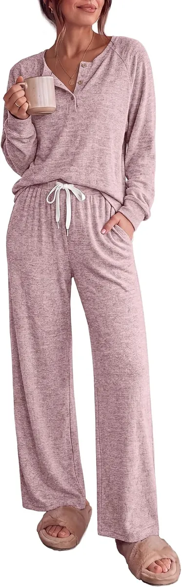 Ekouaer Soft Long-Sleeve Lounge Set