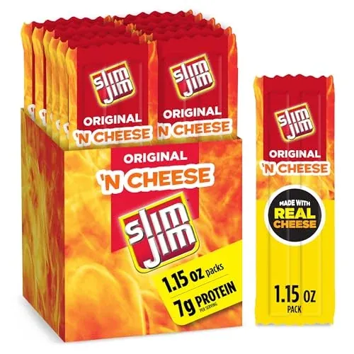 Slim Jim Original Beef Stick 'N Cheese Snacks 14-Count