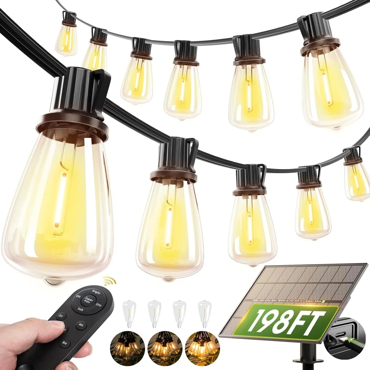 addlon Solar Outdoor String Lights