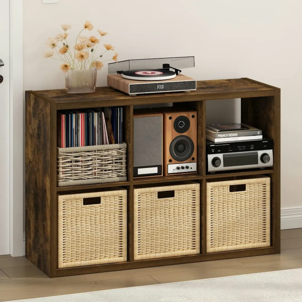 Furinno Cubicle 6-Cube Record Player Stand