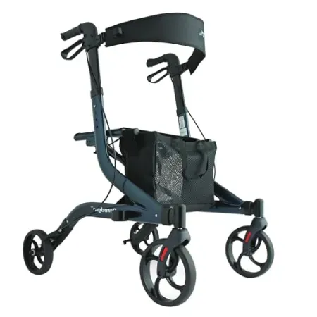 Medline Aluminum European Style Foldable Rollator w/ Backrest