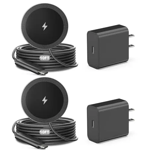 10FT Magnetic Wireless Charger 15W Fast Charging Pad 2-Pack