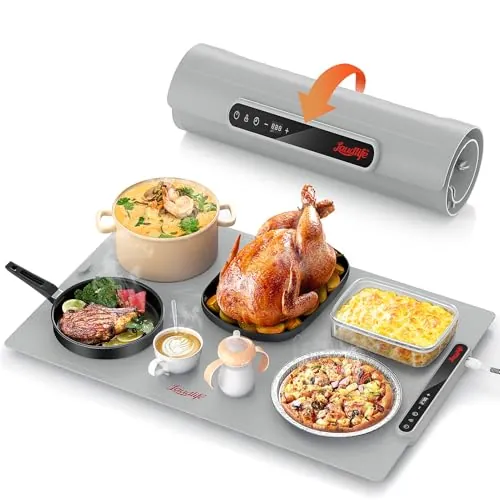 LAUDLIFE 24x16 Food Warming Mat, Navy & Light Gray