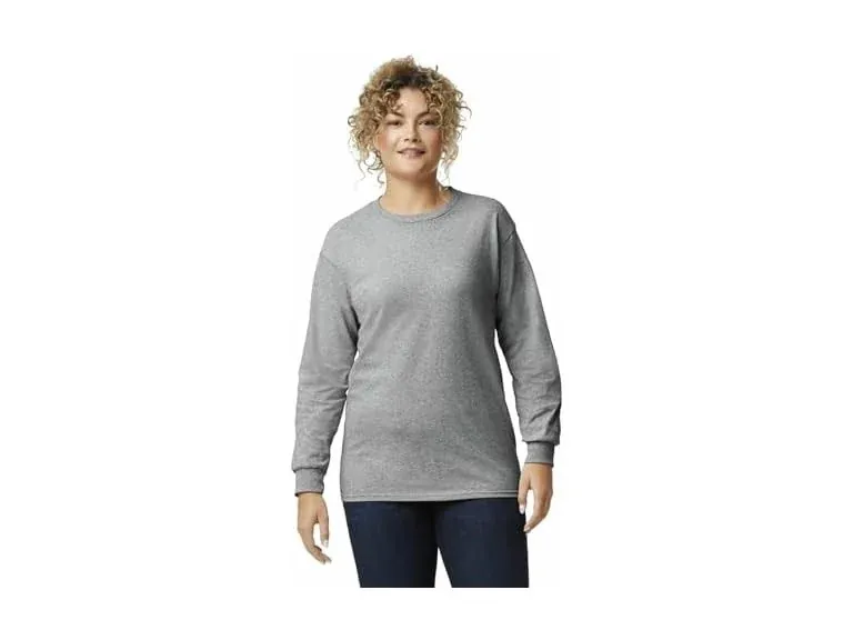 Gildan Adult Ultra Cotton Long Sleeve T-Shirt 72-Pack, Size L, Sport Grey