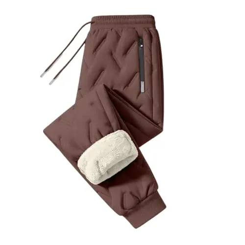 Men's Fleece Lined Drawstring Sherpa Insulated Winter Pants