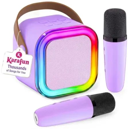 IROO Portable Mini Karaoke Machine w/ 2 Wireless Mics & Bluetooth