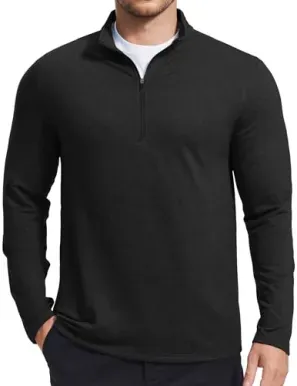 PINSPARK Men's Quarter-Zip Lightweight Mock Neck Pullover Sweatshirt