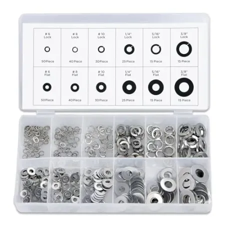 NEIKO 350-Piece Stainless Steel Lock and Flat Washer Assortment