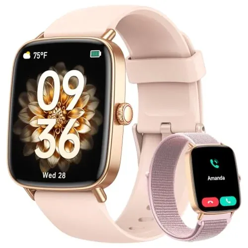 Smart Watch for Women with 2 Bands, Works with iPhone and Android