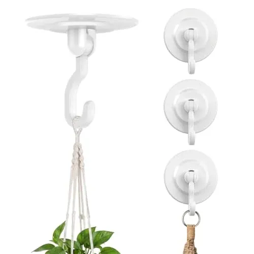Keno 4-Pack 3lb 360° Swivel Adhesive Ceiling Hooks (White)