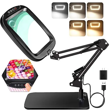 7" HQGZQL 10X/30X Dimmable LED Magnifying Glass Lamp w/ 360° Arm (Black)