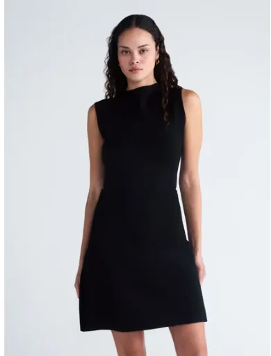 Scoop Women's Sleeveless Mock Neck Mini Dress, Sizes 1X-4X, Black Soot