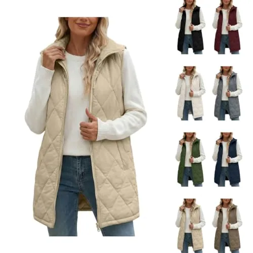 Women Textured Full Zip Lightweight Long Vest