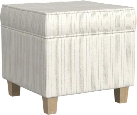 HomePop 18" Classic Square Storage Ottoman - Marigold Pinstripe Cream