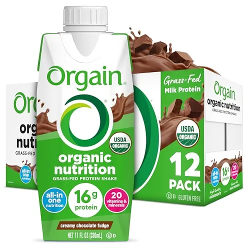 Orgain 16g Organic Grass Fed Dairy Protein Shake 12-Count – Chocolate Fudge