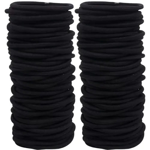 Black Hair Ties 120 PCS Pack Elastic Hair Bands