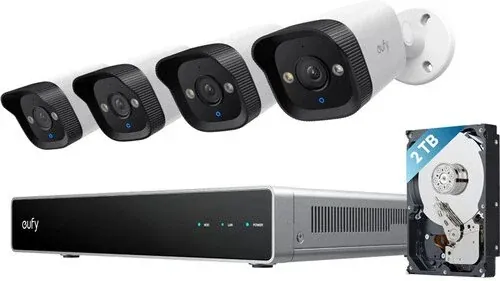 Eufy Security S4 8-Channel 2TB NVR with Four E40 4K Bullet Cameras Kit
