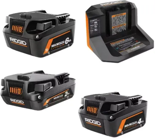 RIDGID 18V Lithium-Ion Battery and Charger Starter Kit (2.0Ah, 4.0Ah, 6.0Ah)