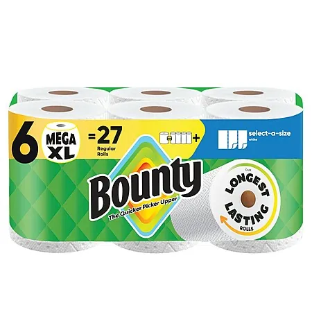 Select Accts: 6-Ct Bounty XL Paper Towel + 12-Ct Charmin XXL Ultra Soft Toilet Paper