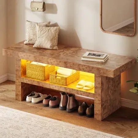 DWVO 39.4" Entryway Bench with Motion-Sensing Warm LED Light