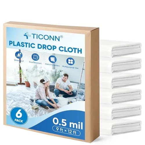 Ticonn 12x9-Foot Plastic Drop Cloth 6-Pack