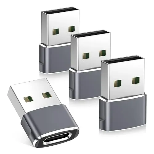 4-Pack Basesailor USB-C Female to USB-A Male Adapters (Gray)