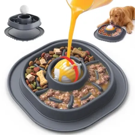 PandaTOP Slow Feeder Dog Licking Bowl with Rolling Ball