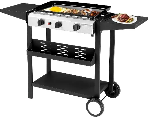 34" 3 Burner Outdoor Griddle Station with Side Shelf