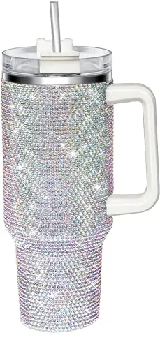 HWISDMIG 40oz Tumbler with Handle and Straw Bling Cups