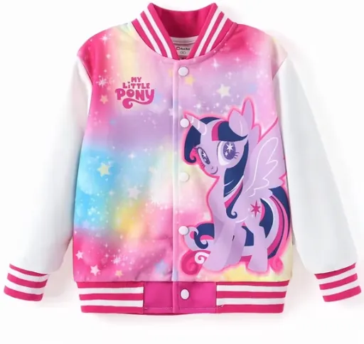My Little Pony Girls Bomber Jacket Twilight Sparkle Unicorn Varsity, Sizes 2T-6