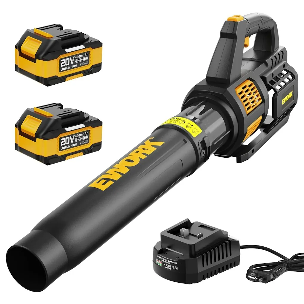EWORK 20V 550CFM Cordless Leaf Blower w/ 2 Batteries & Fast Charger