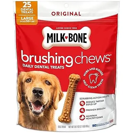 25-Count Milk-Bone Brushing Chews Daily Dental Dog Treats (Large Size)