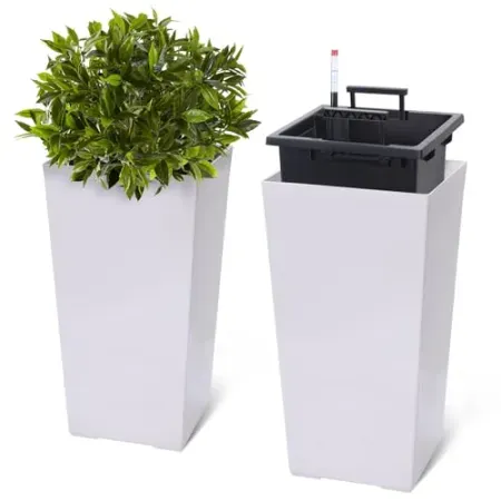 Set-of-2 GarveeLife 22.5"H Tall Planters w/ Two Water Level Monitors
