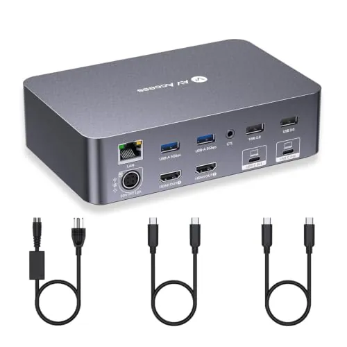 AV Access KVM Switch Dock 2 Monitors 2 Laptops 4K